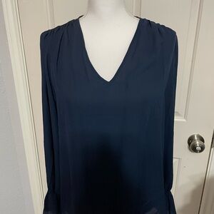 Elegant Navy V-Neck Blouse
